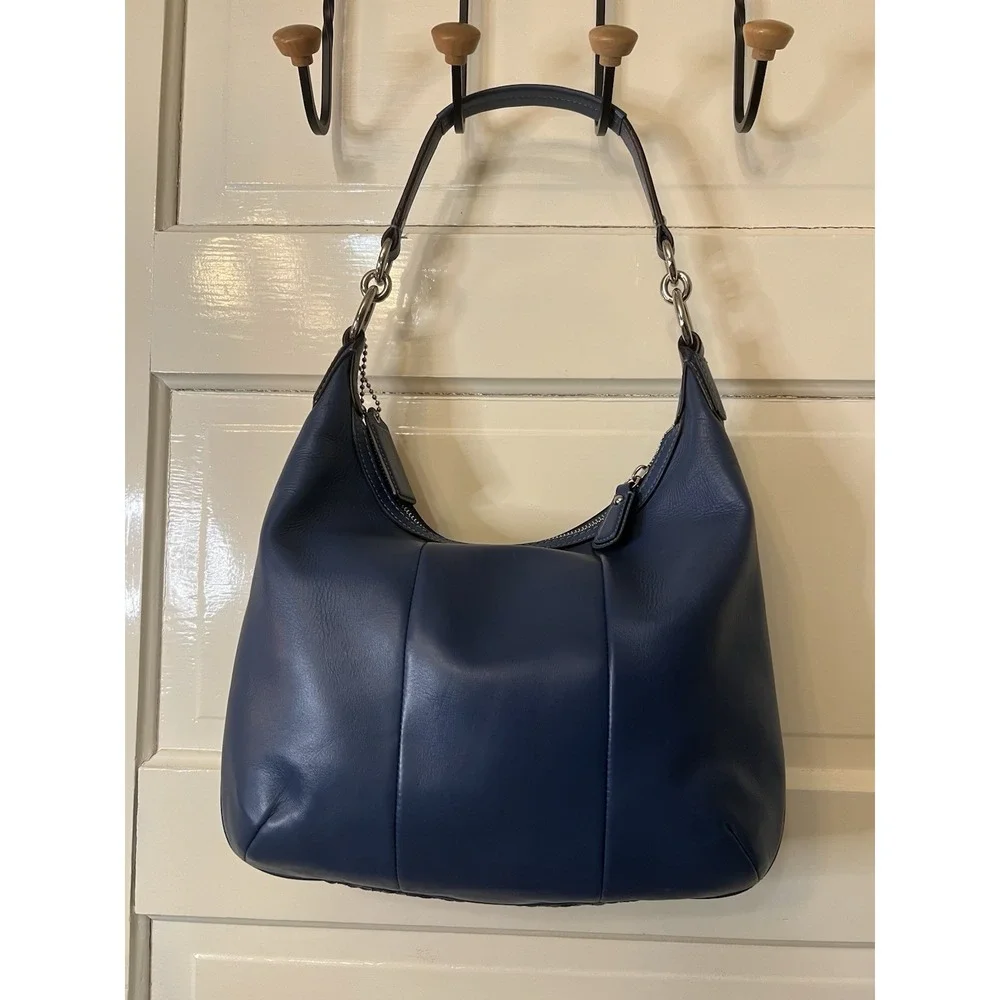 Coach Kristin Woven Leather Hobo Shoulder Bag Buttery Blue EUC Authentic 19314